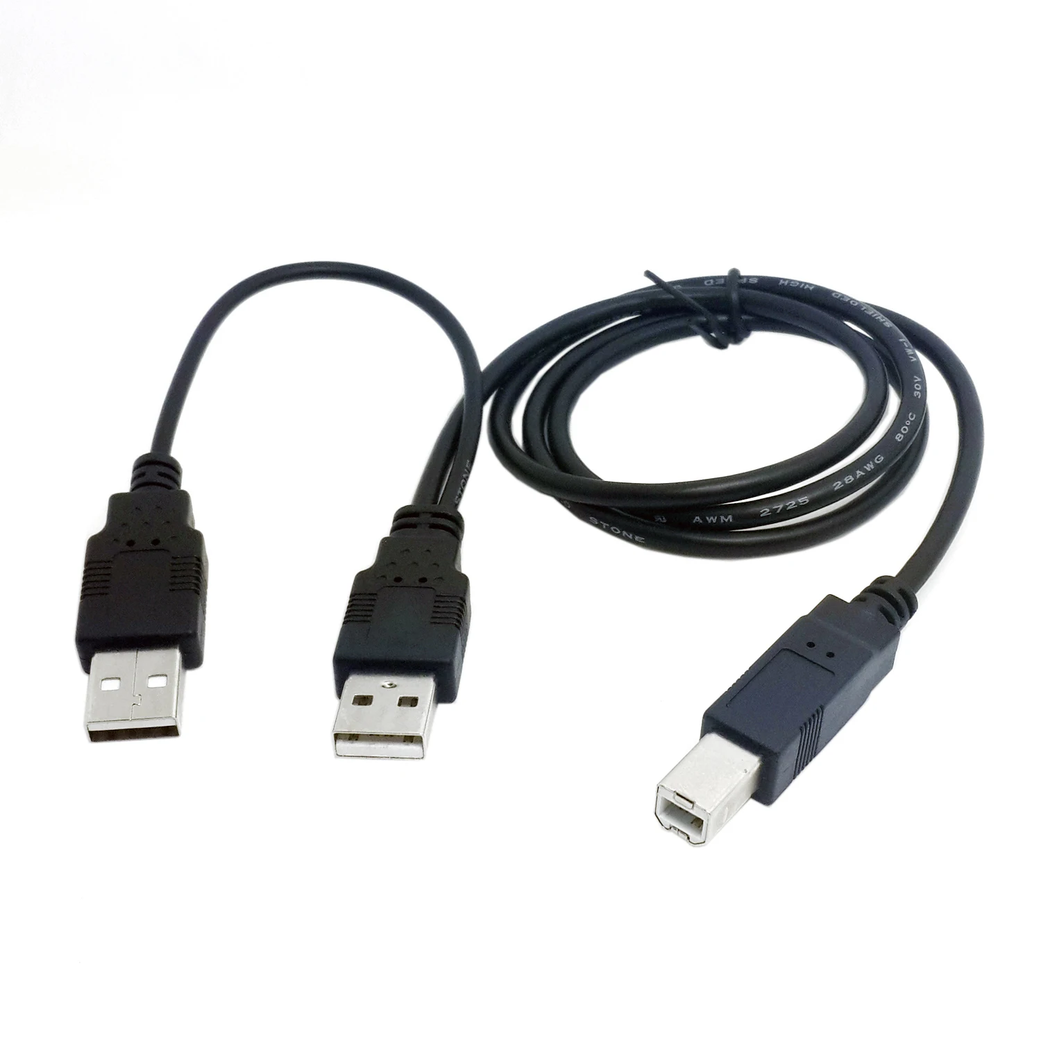 

CY 80cm Dual USB 2.0 Male to Standard B Male Y Cable for Printer & Scanner & External Hard Disk Drive