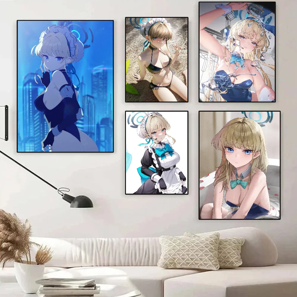 Asuma Toki Game Girl Blue Archive Самоклеящаяся Водостойкая Бумажная Наклейка-плакат