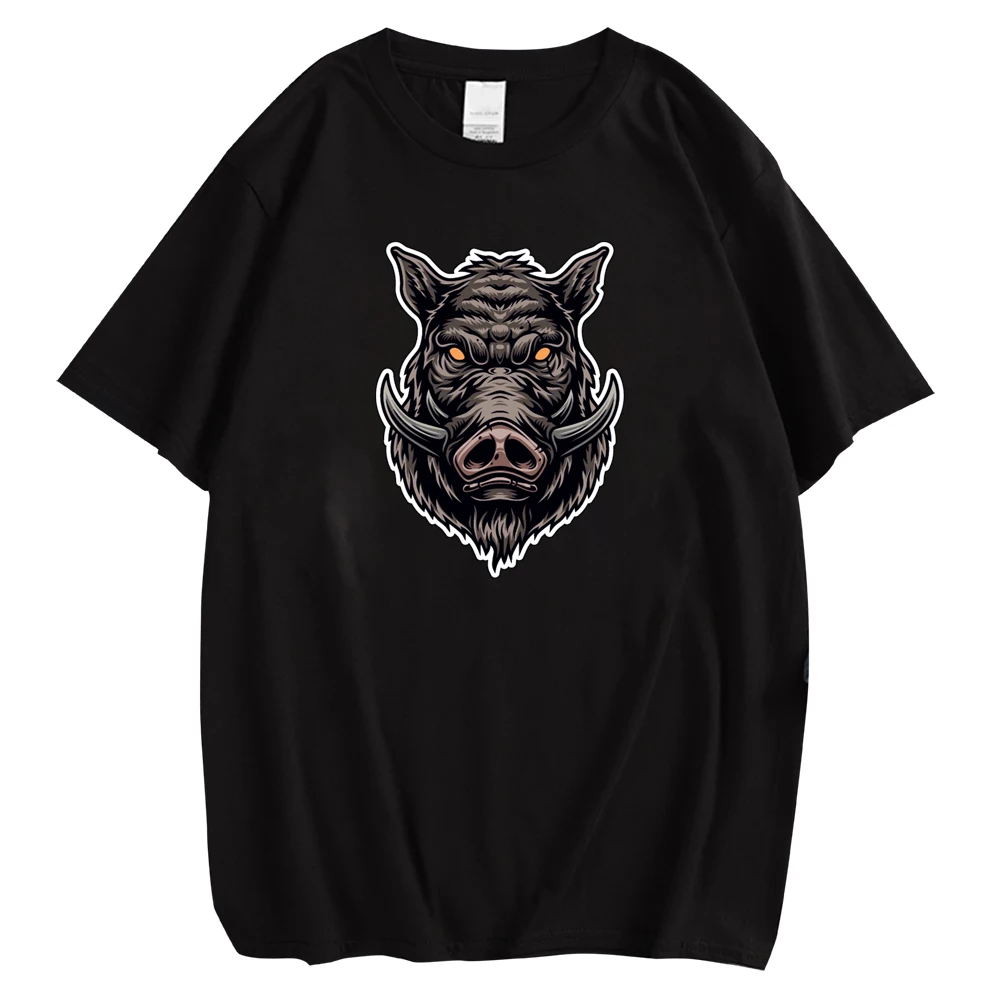 

CLOOCL Animal Cotton T-shirts Wild Boar Head Sticker Printed T-shirt 100% Cotton Tees Adult Teens Summer Short Sleeve Shirts