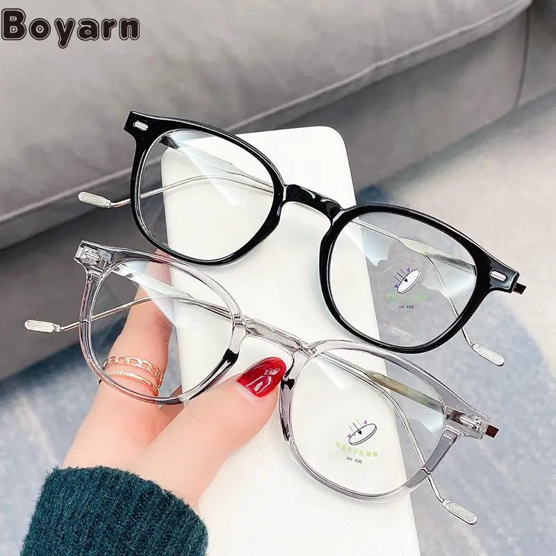 

Boyarn Wang Yuan Star's Same Blue Light Proof Glasses, Retro Small Square Flat Lens, Men's Fashion Rice Nail Eyeglass Frame Can