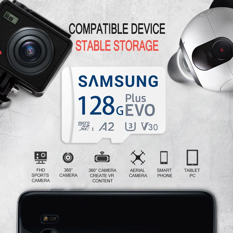 SAMSUNG EVO Plus карта памяти Micro SD/TF 128 ГБ/256 ГБ/512 ГБ |