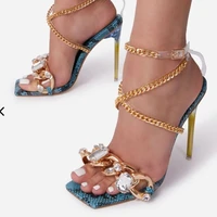 summer sexy sandals women shoes party cross tied rome classics lace up concise mixed colors peep toe chain serpentine pvc shoe