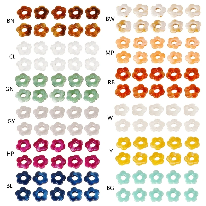 

10pcs Resin Ornament Gradient Hollow Flower Pendant Jewelry DIY Accessories