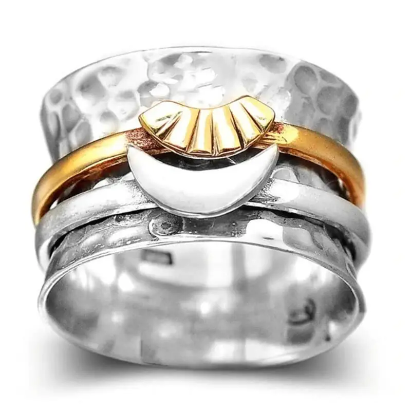 

Vintage Sun Moon Rotatable Rings for Women Simple Metal Massive Spinner Ring Female Party Jewelry Accessories Dropshipping