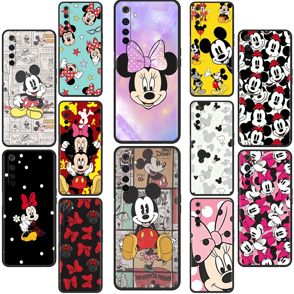 

Cartoon Mickey Mouse Case For Realme 8 7 6 5 Pro C21 C21Y C3 C11 XT C25 for Oppo A53 A93 A95 5G A52 Black Soft Phone Capa
