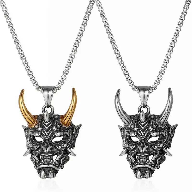 

Punk Horn Necklace Gothic Evil Horn Skull Pendant Necklace Delicate And Durable Punk Horn Necklace