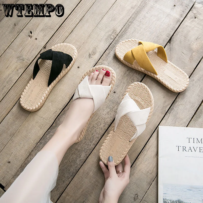 WTEMPO Women's Cross Home Indoor Ladies Beach Slippers Waterproof Non-slip Spring and Summer Slippers Wholesale Dropshipping