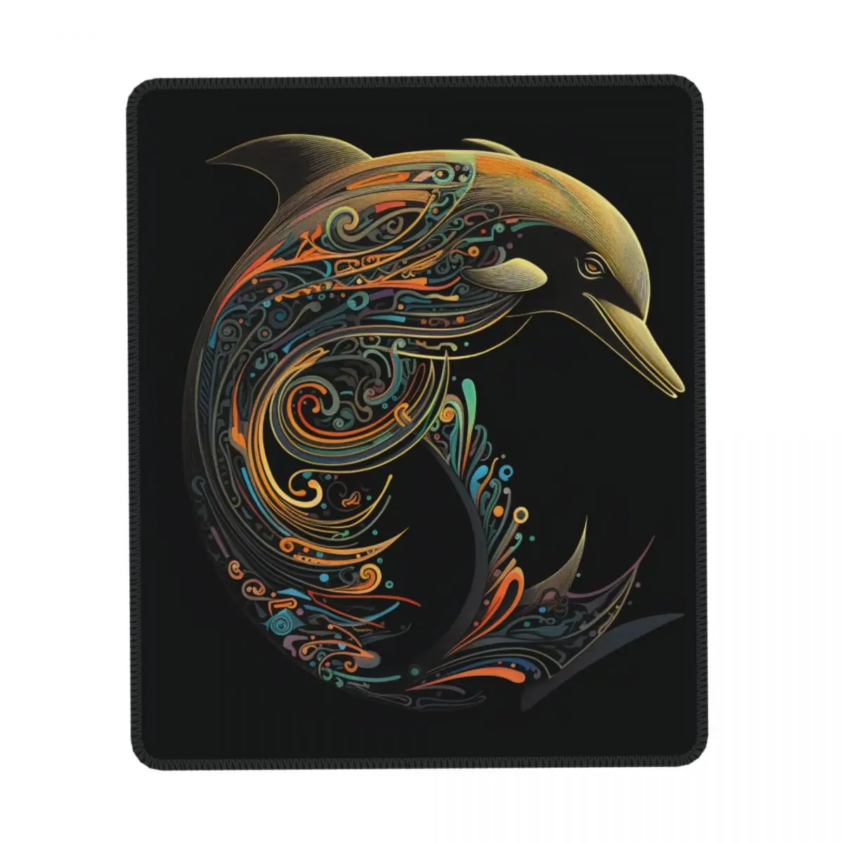 

Dolphin Vertical Print Mouse Pad Intricate Lines Religious Art Vintage Kawaii Mousepad Table Non Slip Rubber Mouse Pads