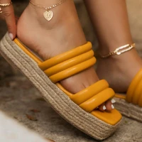2022 new women shoes sandals summer fashion square toe lady slip on casual slides 36 43 plus size beach platform slippers zapato
