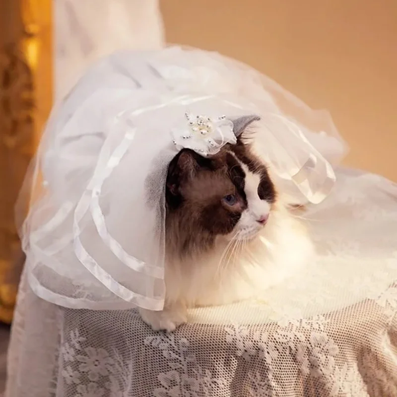 

Pet Wedding Veil Costume Dog Headdress Puppy Cat Veil Clip Accessory Decor Hat Dog Supplies Cat Products