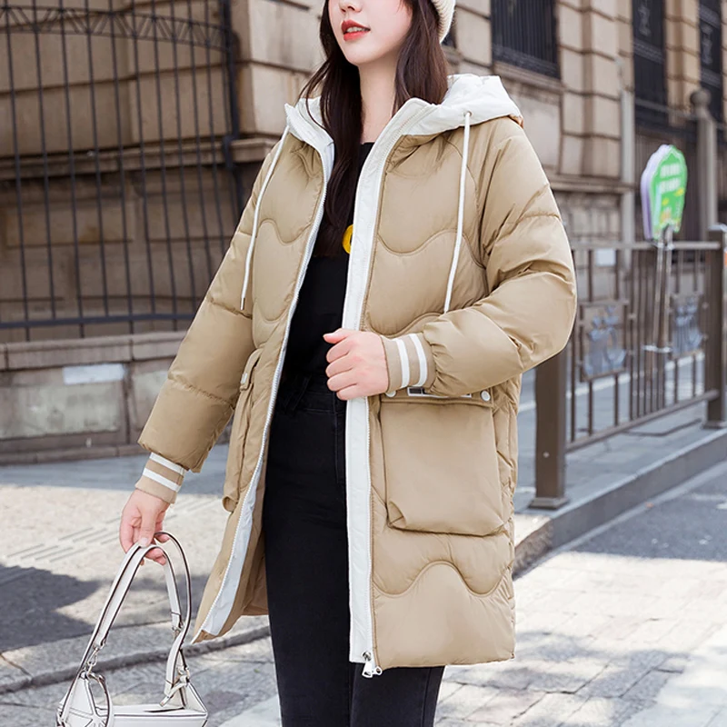 2022 Winter Women's Jacket Coats Female Long Hooded Coats Outerwear Warm Thick Female Slim Parka Jackets