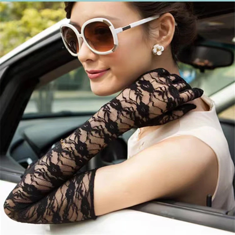 Кружевные сексуальные женские перчатки Grace Transparen солнцезащитные тонкие Клубные вечерние танцевальные платья для косплея перчатки рукавицы с длинным рукавом для невесты G118