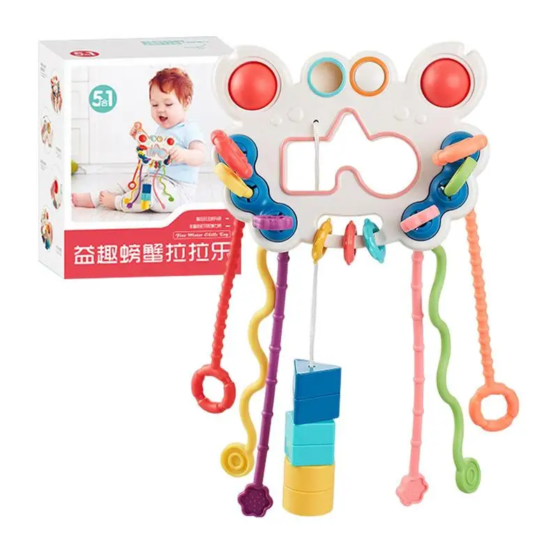 

Pull String Toys Food Grade Silicone Pull Teething Toys Developmental Fine Motor Skills Toys for Baby First Birthday Gifts