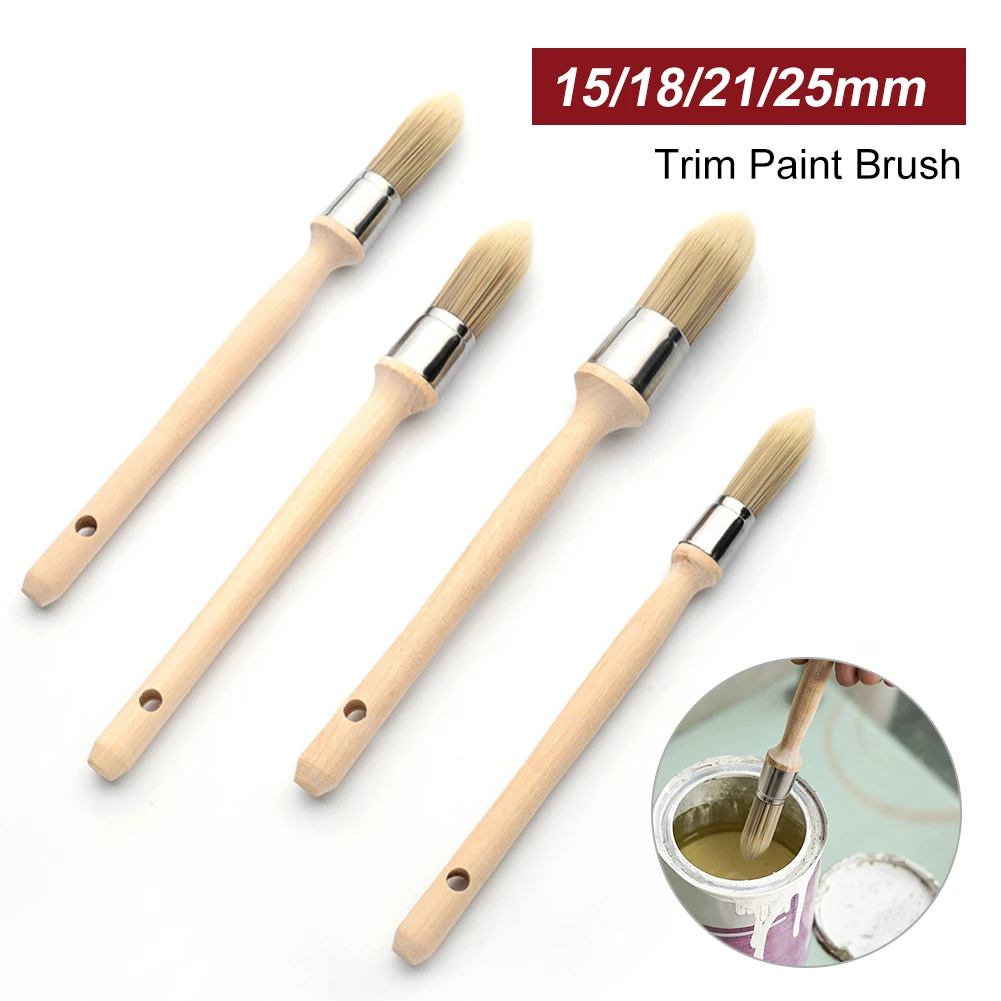 

Trim Paint Brush 15/18/21/25mm Edge Painting Tool Trim Painting Brush with Wood Handle Trim Brush for Window Floor Ceiling Stair