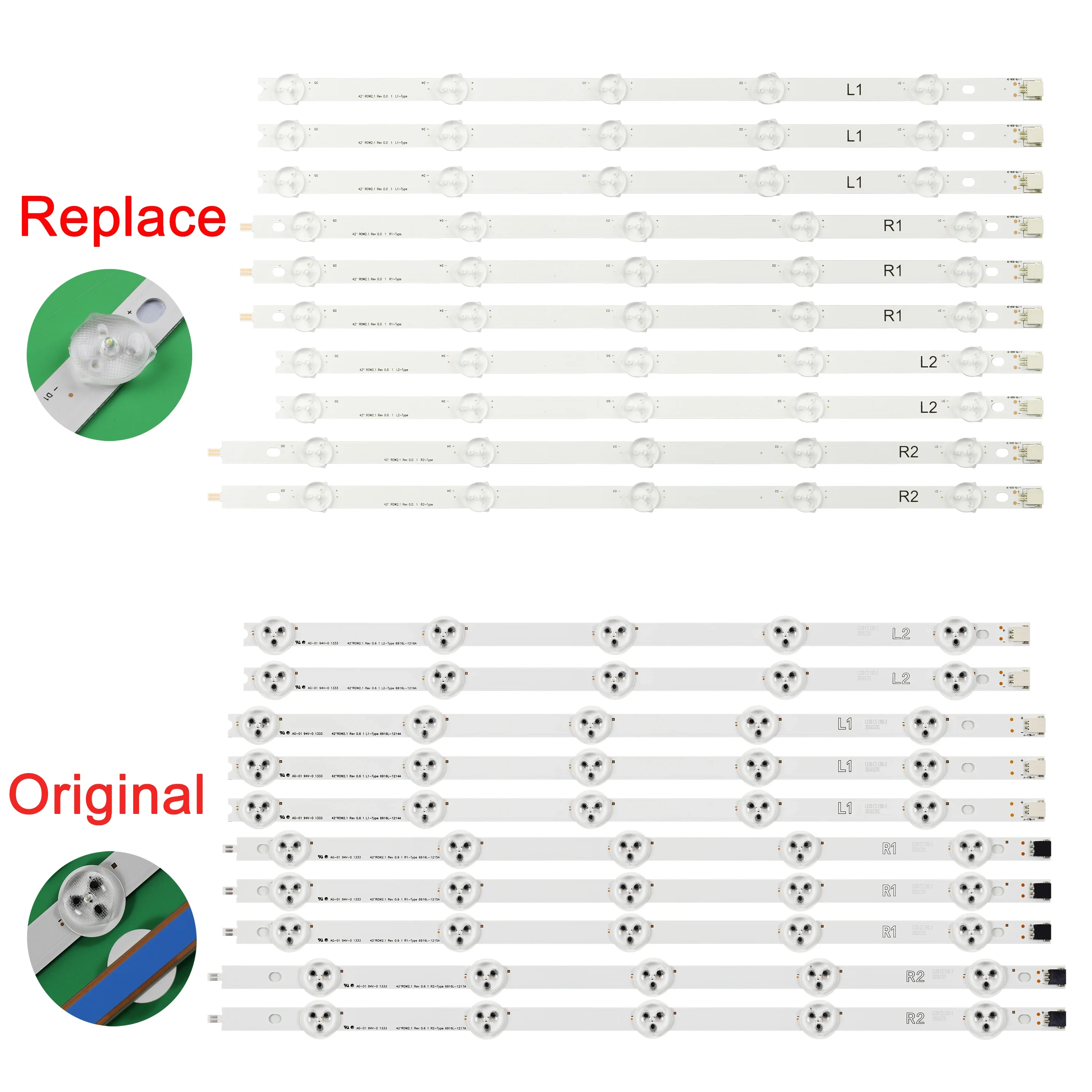 Фото Светодиодная лента подсветки для 42WL30MS 42LN5405 42LN575U 42LN541U 42LA6218 42LN570R 42LN577S 42LN540V-ZA 42LN577V 42LN575R 42LP631H №2