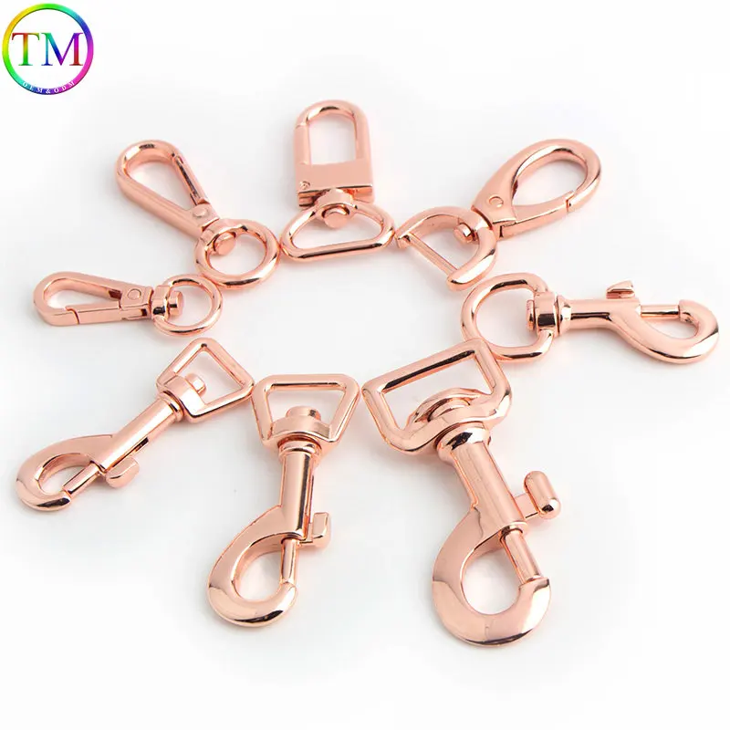 9mm 20mm 25mm Rose Gold Metal Swivel Trigger Lobster Clasp Eye Clips Buckle Strap Snap Hook Buckle For Bag Part Accessories