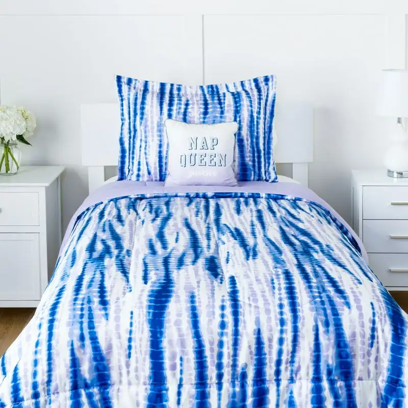 

Dye Stripe Reversible 3-Piece Twin/Full Comforter Set with Decorative Pillow, Microfiber, Death note figure Harley quinn figure