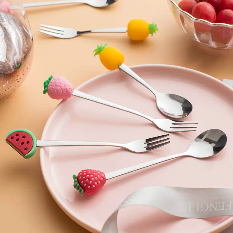 

Home Party Lovely Fruit Fork Kitchen Tableware Dessert Fork Cafeteria For Restaurant Stainless Steel Fruit Forks Tableware