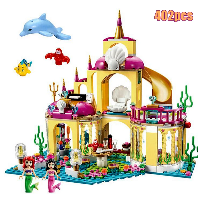 

Русалка дворец Принцесса замок, Анна, Эльза персонажи фигурки сборные строительные блоки кирпичи игрушки детские подарки