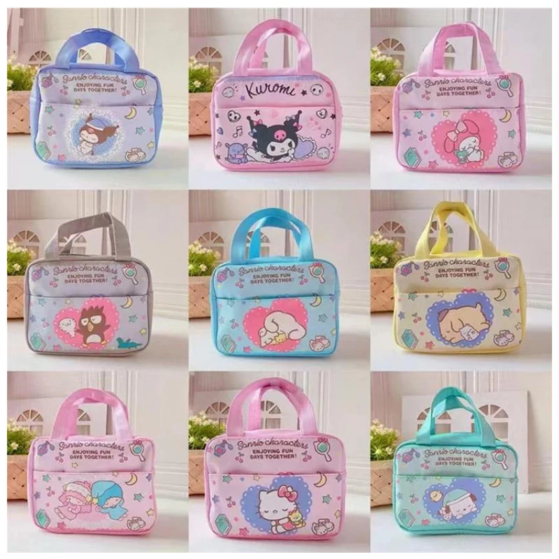 

Sanrios Anime Kawaii Kuromi Mymelody Cinnamoroll Kittys Keep Warm Bento Lunch Box Bag Cute Cartoon Portable Storage Handbag Gift