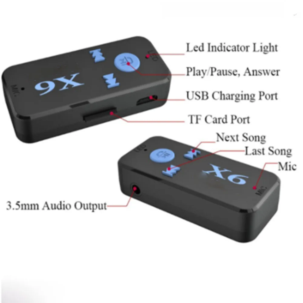 GIAUSA X6 Universal Bluetooth-compatible Receiver V4.1 for Tf Card Handfree Call Music Player Telephone Auto AUX In/Output MP3 |