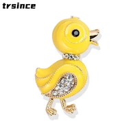 cute little duck brooch pin yellow enamel animal brooch pin kids coat collar clothes pin rhinestone jewelry