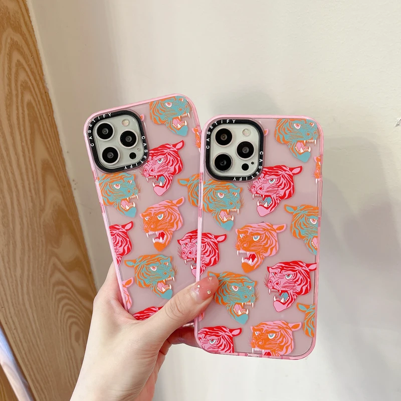 

Fashion Street Brand Graffiti Animal Tiger Phone Case For iPhone 11 12 13 Pro Xs Max Xr X 7 8 Puls Cute Shockproof Back Cover