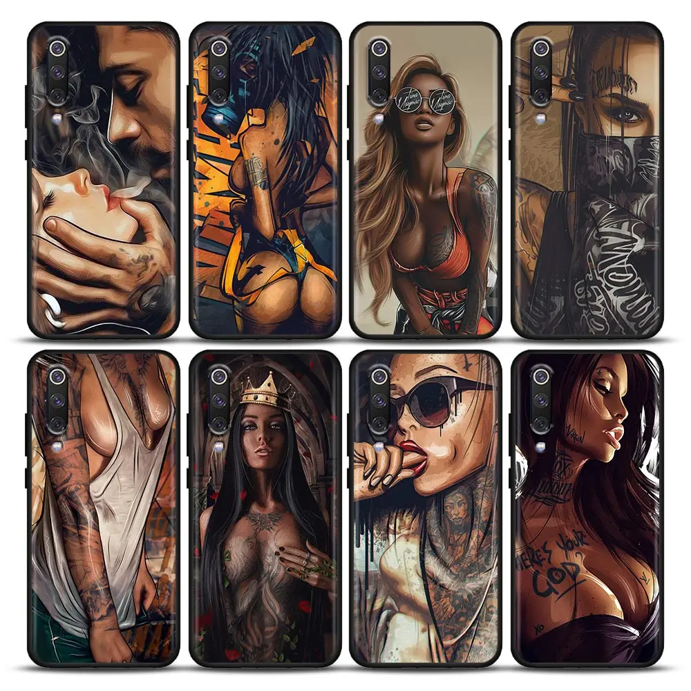 

Sexy Sleeve Tattoo Girl Phone Case for Xiaomi Mi 9 9T Pro SE Mi 10T 10S MiA2 Lite CC9 Note 10 Pro 5G Soft Silicone