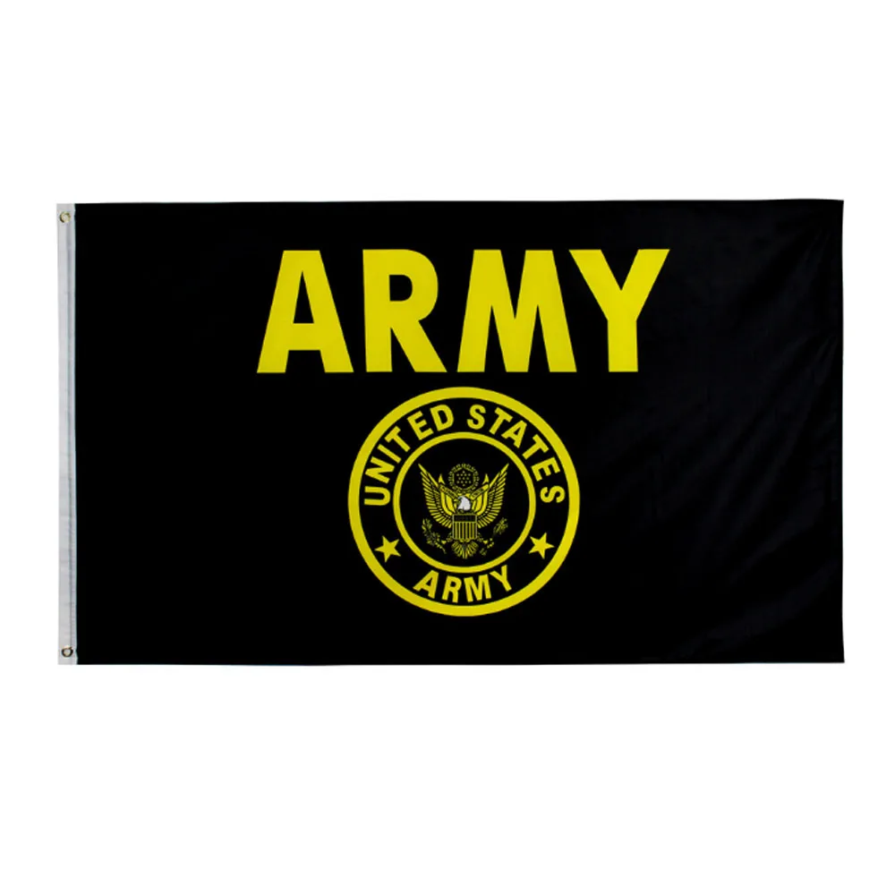 

US Army Seal Crest Black and Gold Flag 3'x5' Banner Brass Grommets Premium United States Festival/Home Decoration 90*150cm N134