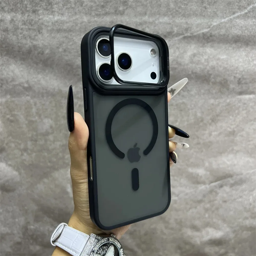 Фото Модный магнитный полупрозрачный чехол-подставка для iPhone 17, 16, 15 Pro Max с защитой камеры, чехлы-подставки для iPhone 14, 13, 17 Pro Max №3