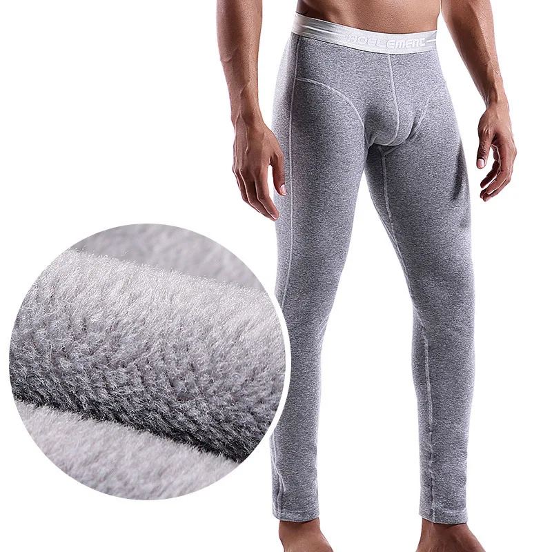 Mens Warm Long Johns Winter Men Plus Velvet Thick Thermal Underwear Sexy Male U Convex Leggings Men Cold-proof Base Underpants