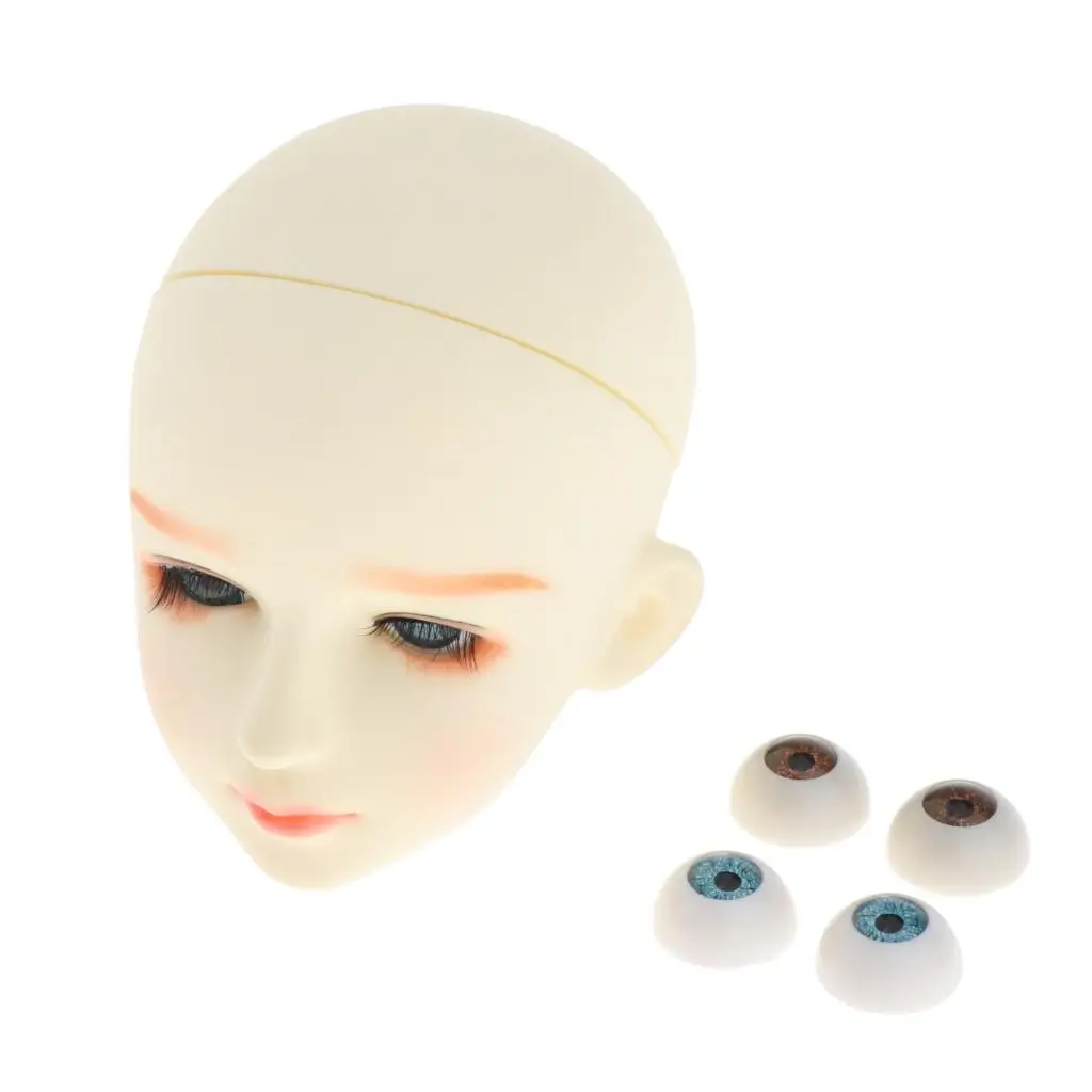 

Durable 1/3 BJD Head Face Mold & 3D Eyes - Practice Training Head Sculpt - Female Ball-Jointed Doll Body Parts DIY Supplies