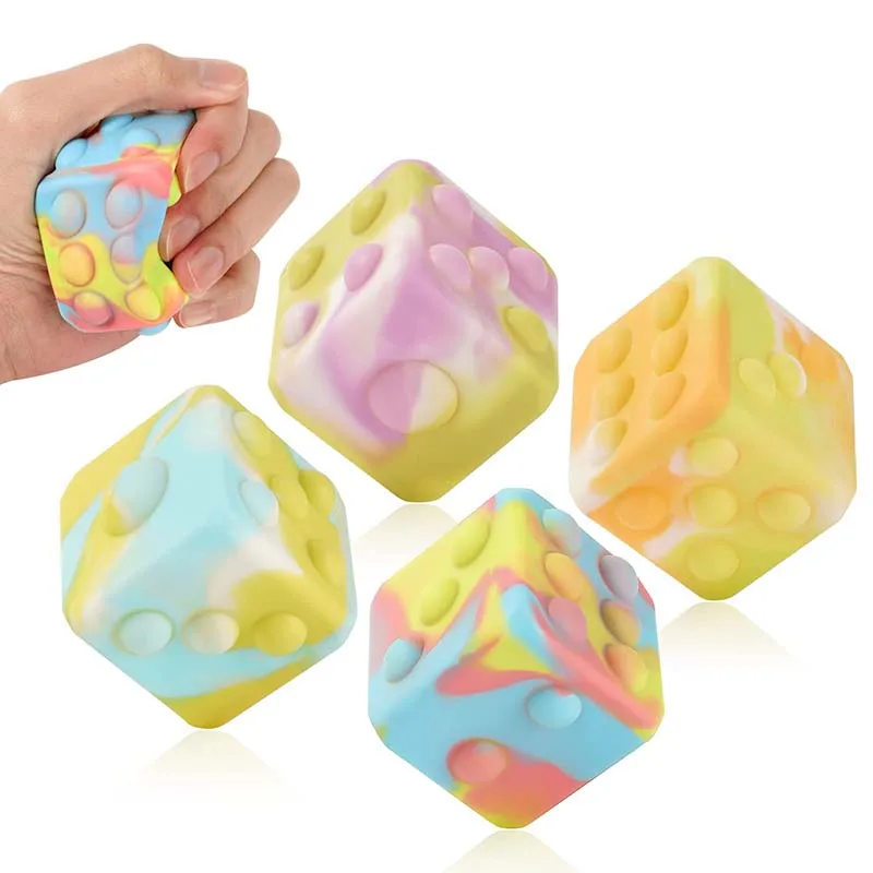 

7CM 3D Fidget Stress Balls Sensory Toys Push Pop Fidget Toy Silicone Dice Ball for Autism Kids Adults Stress Fidget Toys