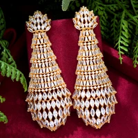 jimbora original shiny cz noble luxury round pendant earrings for women wedding holiday party occasion jewelry high quality