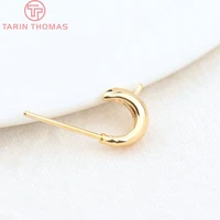 222910pcs 8x8 5mm 24k gold color brass c shaped stud earrings earring clip high quality diy jewelry making findings