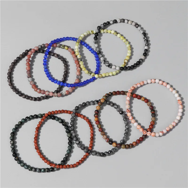 

4mm Natural Stone Lapis Lazuli Beads Stretch Bracelet Fashion Round Beaded Bracelet Bangles for Women Men Yoga Jewelry Gifts