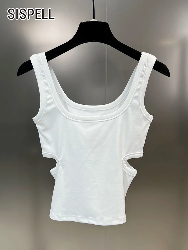 

Женский жилет с открытой спиной SISPELL, повседневный однотонный жилет с круглым вырезом, без рукавов, Летний жилет, 2023