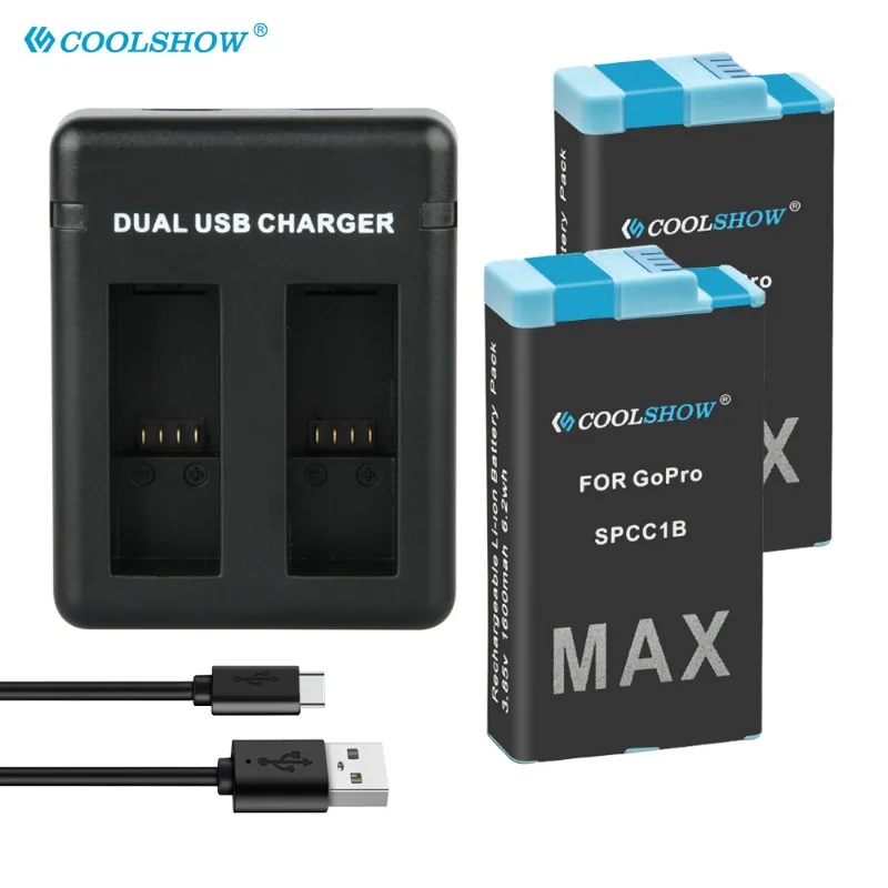 Зарядное устройство Coolshow для экшн-камеры Gopro Max, 1600 мАч Зарядное устройство Coolshow для экшн-камеры Gopro Max, 1600 мАч