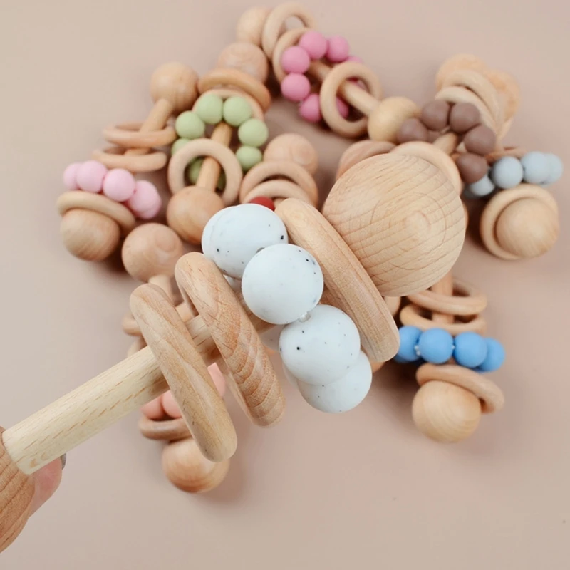 

Wooden Grip Toy for Infant Rattle Activity Baby Shower Gift Newborn Gift