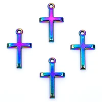 10pcslot rainbow color cross christ religion charms cool punk metal alloy pendant for designer diy jewelry making accessories