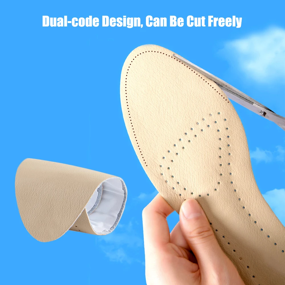 Latex Leather Insoles for Shoes Women Soft Breathable Inner Sole Non-Slip Self-Adhesive Shoe Pads for Sandals High Heels Inserts