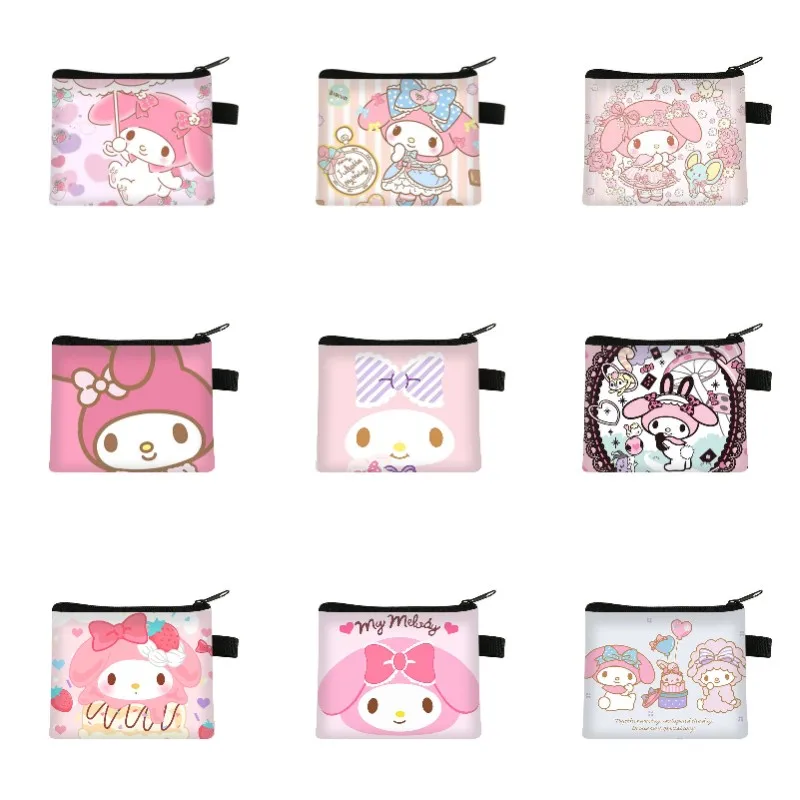 

Новинка, кошелек для монет Sanrio, женская модель, розовый миниатюрный кошелек Kawaii Melody, сумка для наушников, пакет для карт для детей, подарок на...