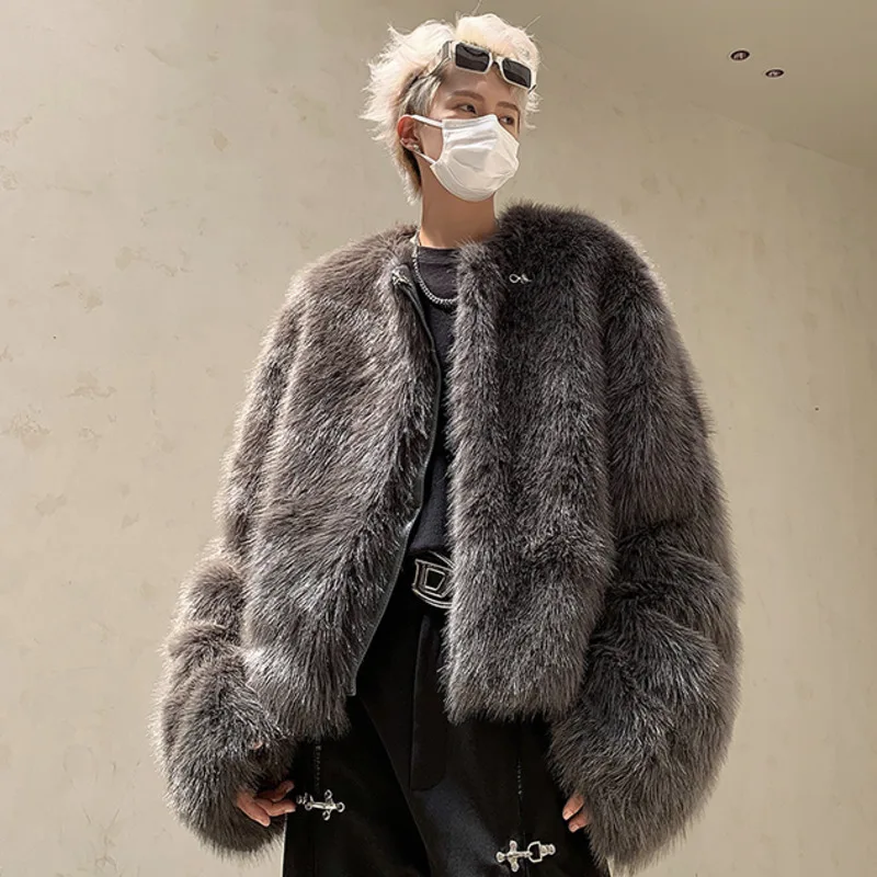 PFHQМужские утепленные куртки из искусственного меха осенние теплые лисьего