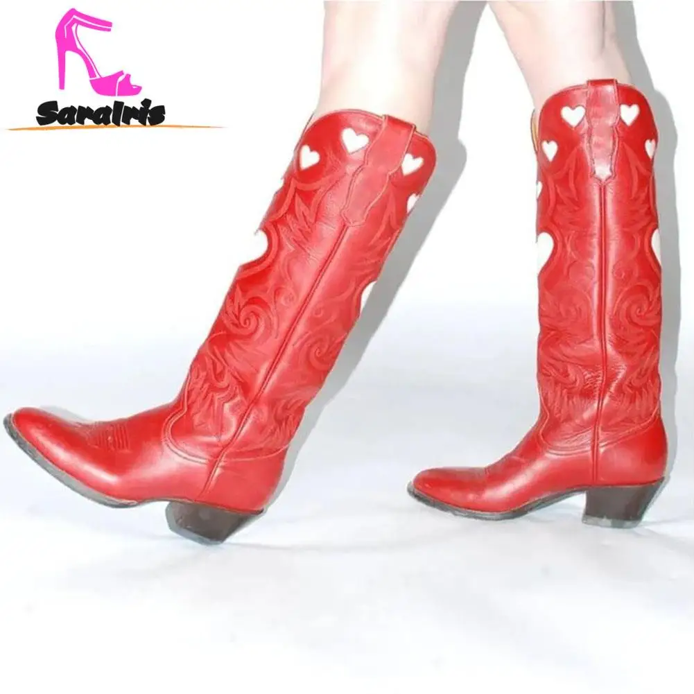 For Dropship Western Boots 2023 Hot Fashion Thick High Heeled Women Boots For Women Comfy Walking High Quality Mid Calf Boots