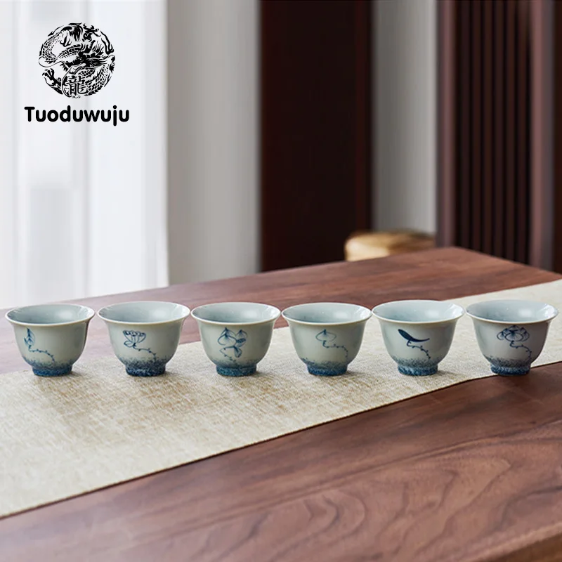 

XH354 Xiangmingtang Ceramic Hand-Painted Kung Fu Tea Cup, Blue And White Porcelain 50ml Small Tea Cup, Kung Fu Tea Set