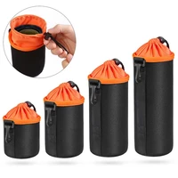 waterproof soft neoprene camera lens pouch bag drawstring protector case with hook padded camera lens bag case for dslr camera