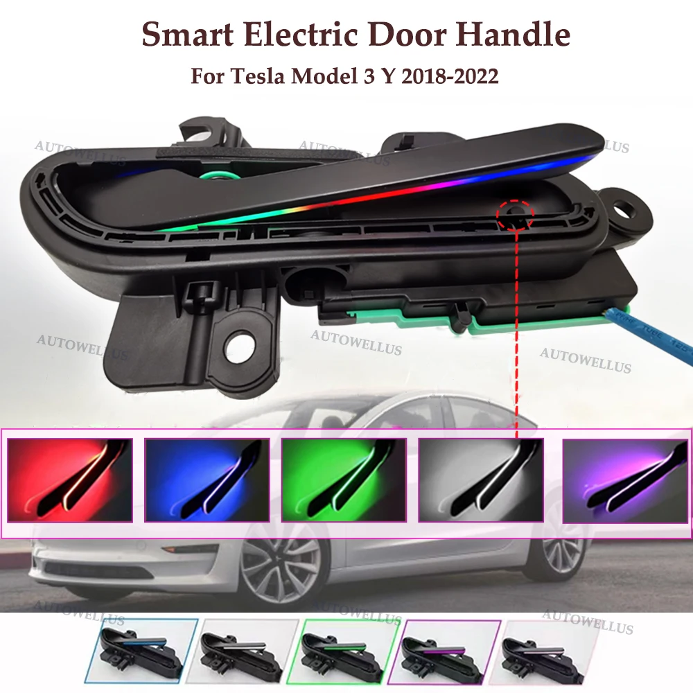 

Умная электрическая дверная ручка для Tesla Model 3 Y 2018-2023, электрическая ручка с датчиком, Симфония детской лампы, автоматическое открытие