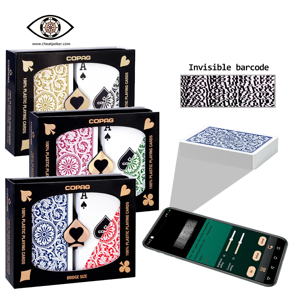 Barcode Anti Cheat Poker Marked Playing Cards for Phone Reader Bridge Size Regular Index Copag Double Plastic Magic Show Decks