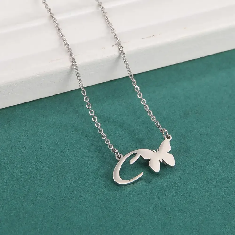 Ожерелье с подвеской-бабочкой из нержавеющей стали