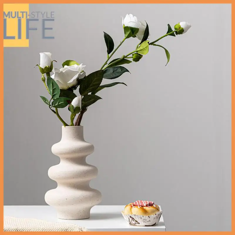 

Flower Pot Pastoral Vase Crafts Nordic Style Decoration Modern Art Frosted Flower Container Simple Ceramic Decor Flower Vase
